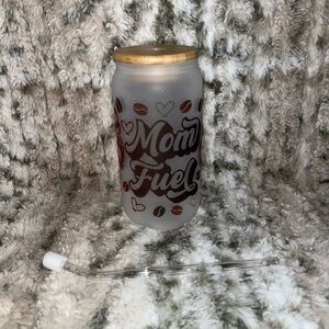 Custom made 16oz Mom fuel frosted glass can
